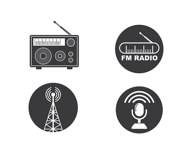 Ilustração em vetor de ícone de logotipo de transmissão de rádio no ar