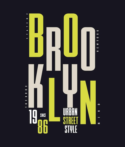 Ilustração em vetor de impressão de camiseta de design de tipografia do brooklyn