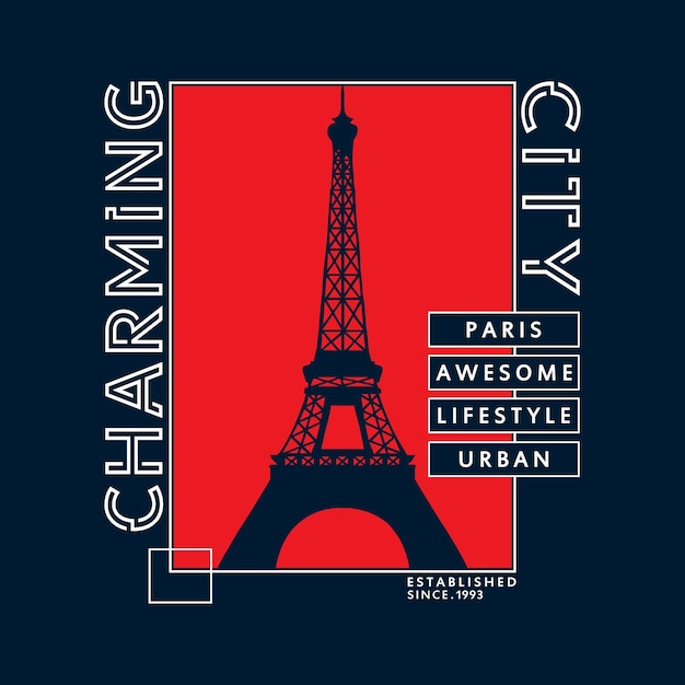 Ilustração em vetor de impressão de camiseta de design gráfico de tipografia de slogan autêntico da cidade de paris