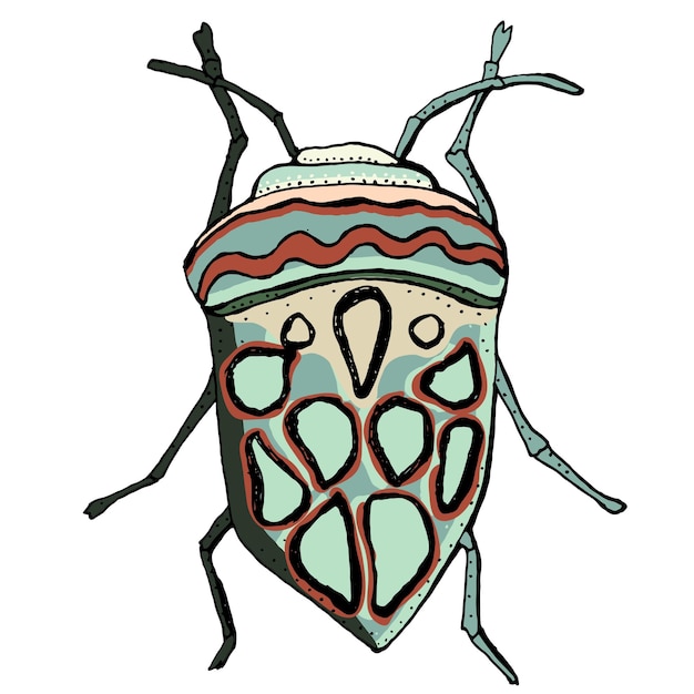 Ilustração em vetor de insetos picasso de insetos africanos ilustração desenhada à mão