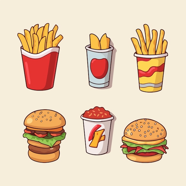 Ilustração em vetor de junk food