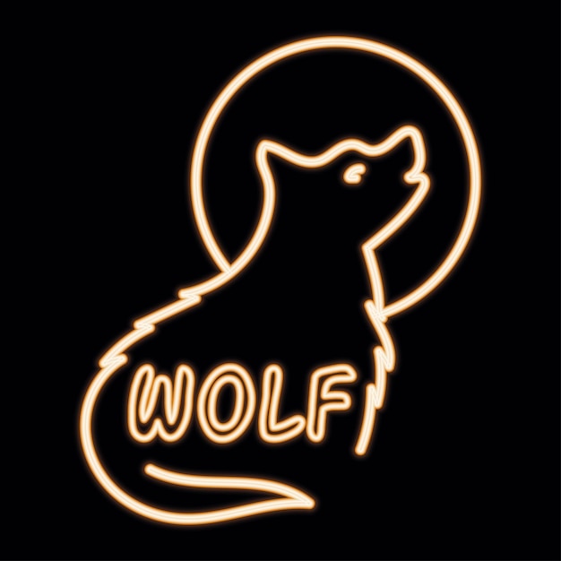 Ilustração em vetor de lobo de design neon de logotipo animal