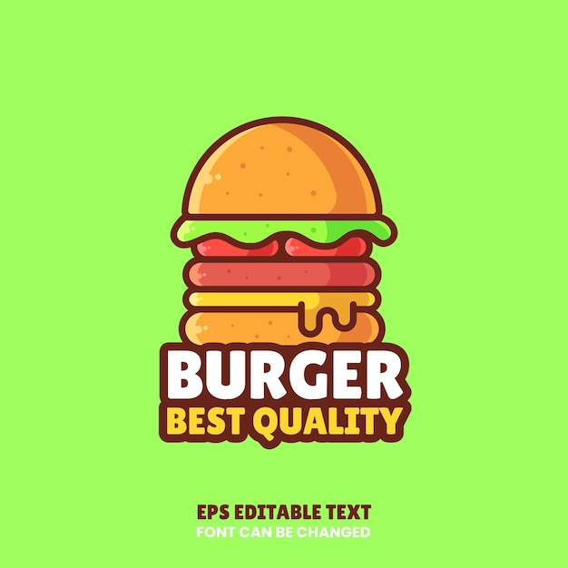 Ilustração em vetor de logotipo de hambúrguer de queijo delicioso; logotipo de fast food premium em estilo simples