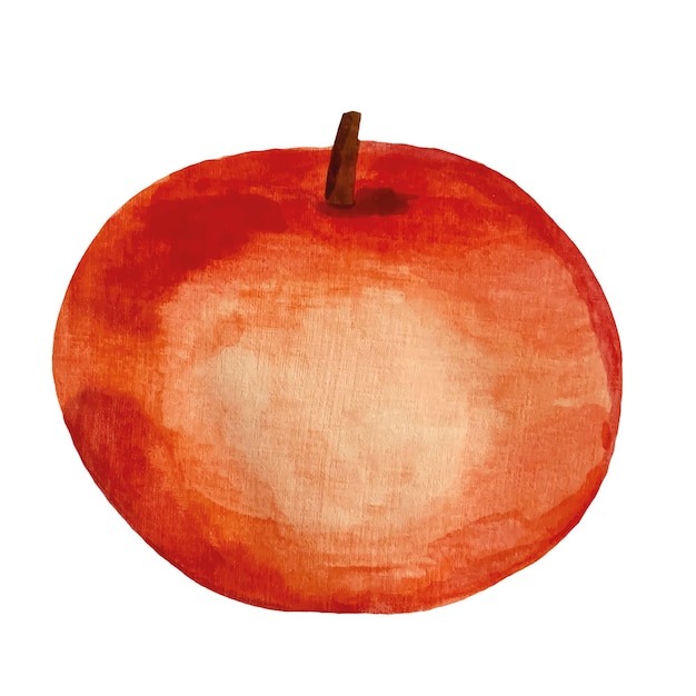 Ilustração em vetor de maçã vermelha em aquarela colheita lanche útil