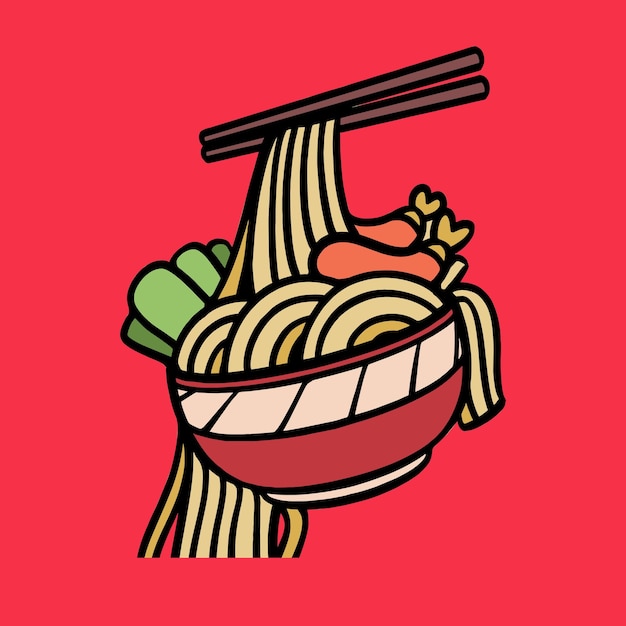 Ilustração em vetor de macarrão japonês ramen