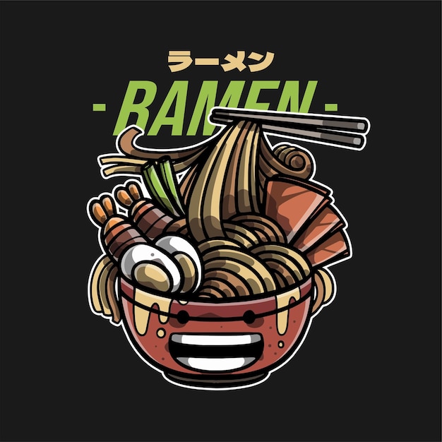 Ilustração em vetor de macarrão ramen