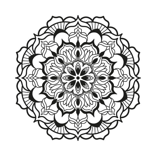 Ilustração em vetor de mandala preto e branco