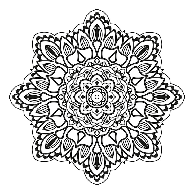 Ilustração em vetor de mandala preto e branco