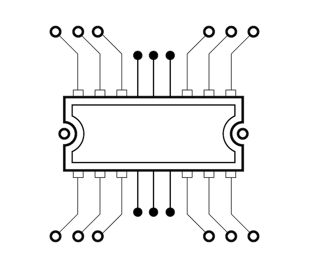 Ilustração em vetor de Microcircuito Linear