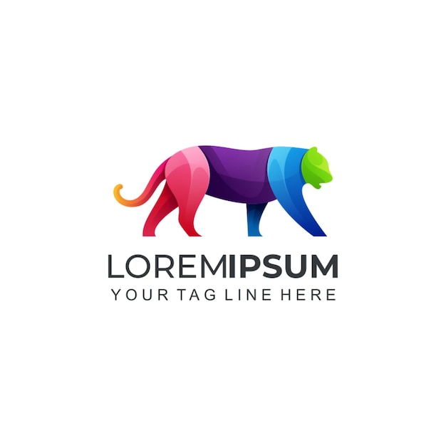 Ilustração em vetor de modelo de logotipo colorido gradiente de tigre