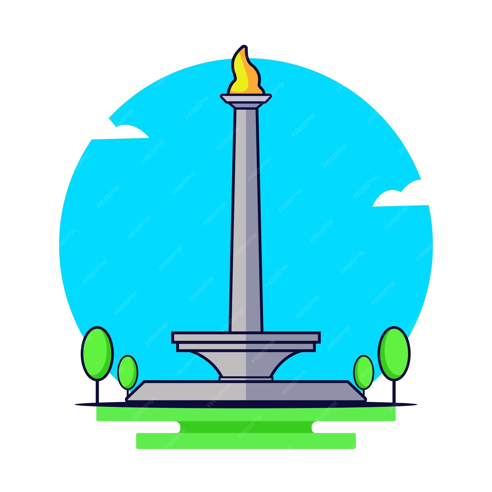 Ilustração do monumento nacional monas tower jakarta indonésia com fundo de  céu azul