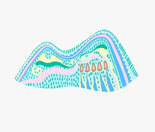Ilustração em vetor de montanha ou colina decorativa de cor
