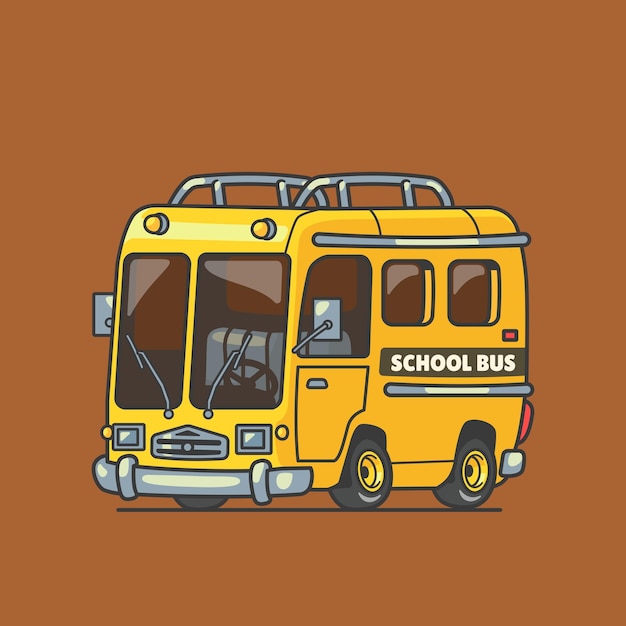 Ilustração em vetor de ônibus escolar dos desenhos animados