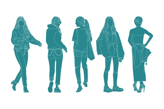 Ilustração em vetor de pacote de mulheres elegantes