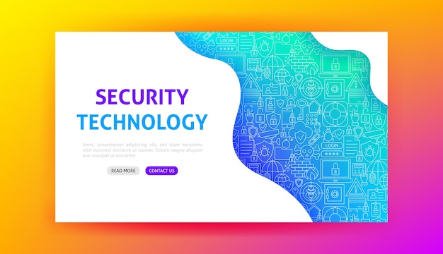 Ilustração em vetor de página inicial de tecnologia de segurança de design de contorno