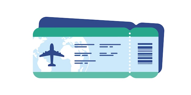 Ilustração em vetor de passagem aérea ou cartão de embarque na cor azul