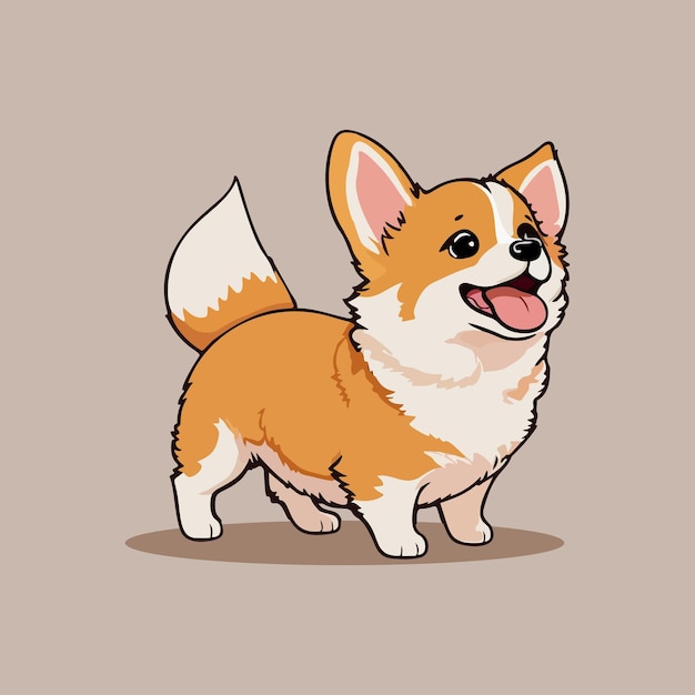 Ilustração em vetor de pé bonito corgi