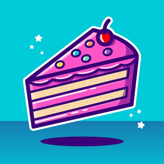 Vetor ilustração em vetor de pedaço de bolo doce rosa