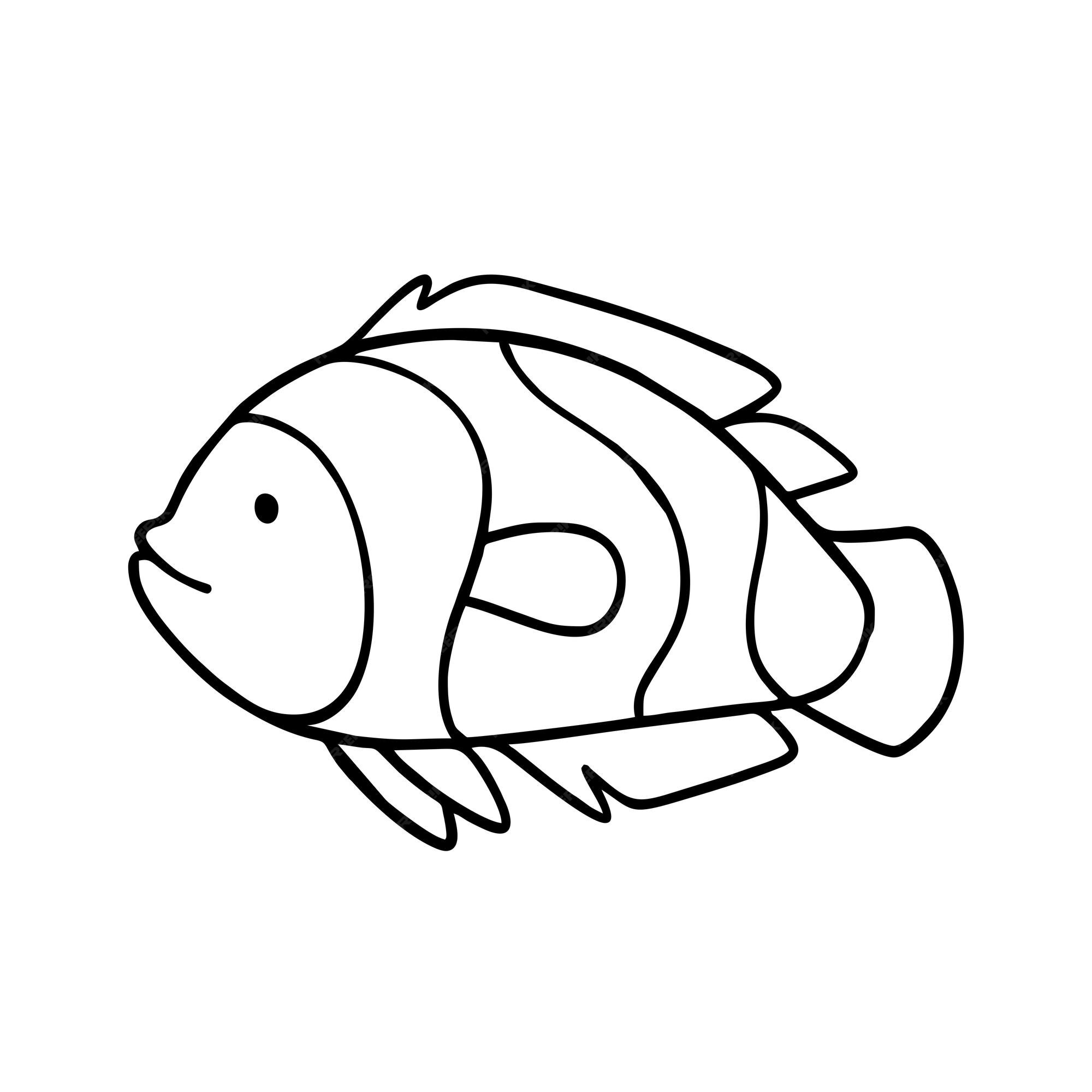 Peixe Bonito Dos Desenhos Animados. Mão Desenhando Imagens De Coloração De  Contorno. Itens Isolados. Adequado Para Colorir E Imprimir Crianças.  Royalty Free SVG, Cliparts, Vetores, e Ilustrações Stock. Image 164222247