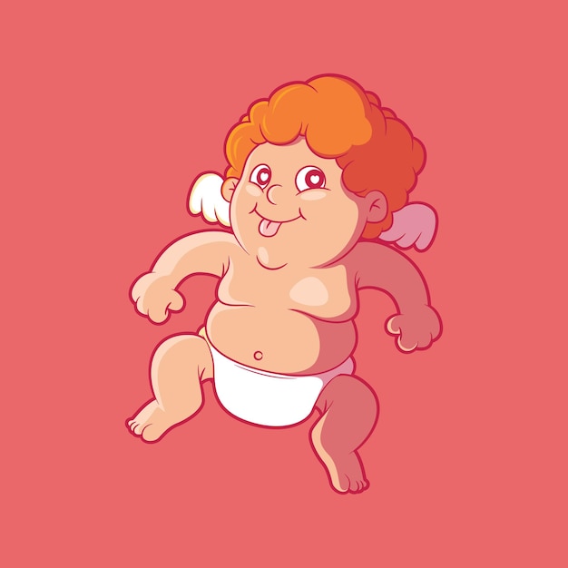 Ilustração em vetor de personagem de anjo bonitinho conceito de design de romance de amor engraçado