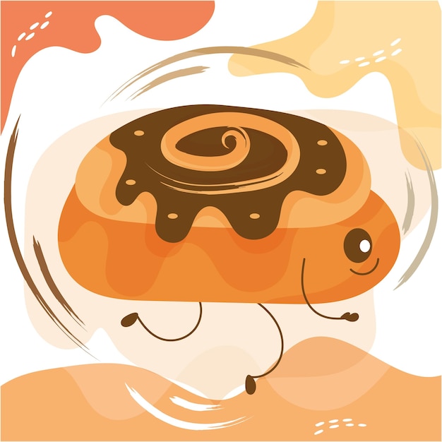 Ilustração em vetor de personagem de padaria fofa de desenho animado de muffin de chocolate feliz isolado