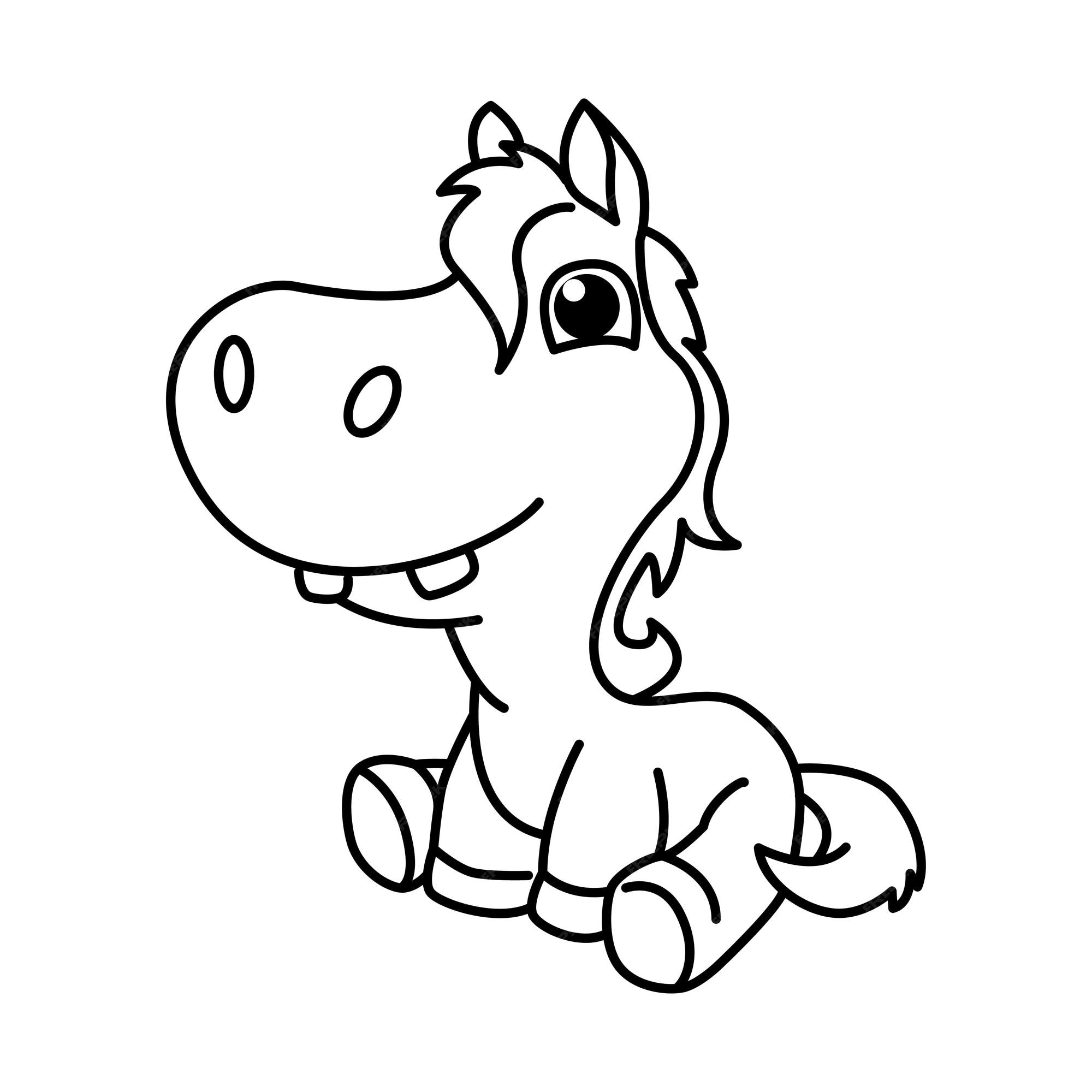 Desenho de ilustração de cavalo fofo para crianças e bebês