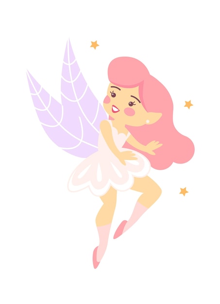 Ilustração em vetor de personagens de fadas infantil bonito dos desenhos animados
