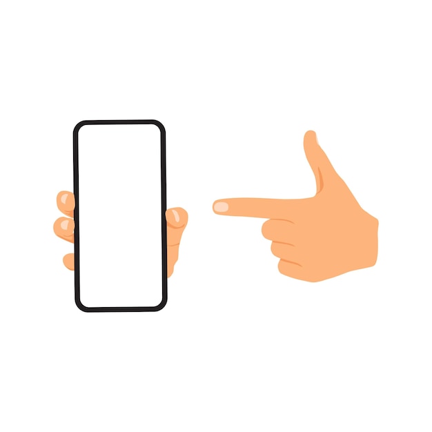 Ilustração em vetor de pessoa segurando a mão do telefone inteligente segurando o telefone inteligente