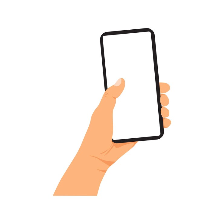 Ilustração em vetor de pessoa segurando a mão do telefone inteligente segurando o telefone inteligente