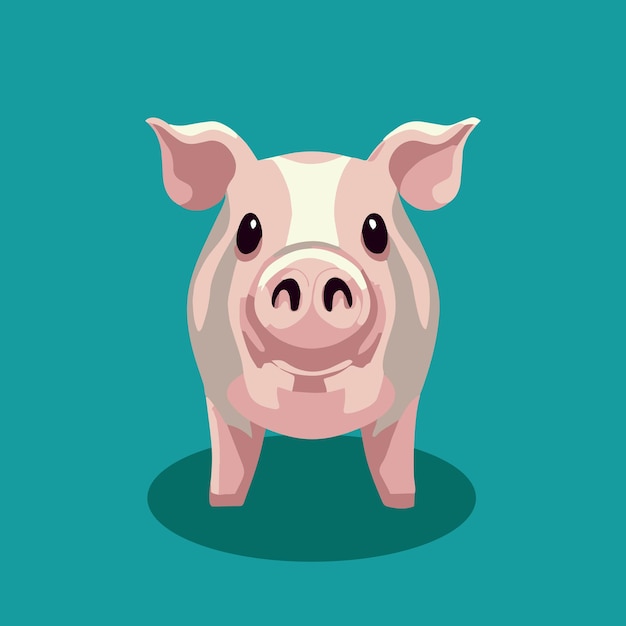 Ilustração em vetor de porco bebê fofo de animal de desenho animado feliz