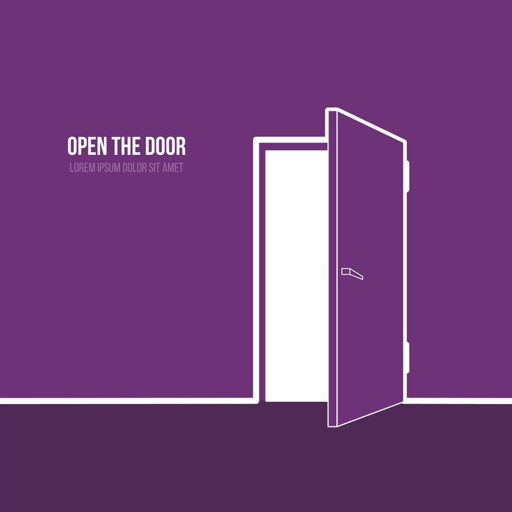 Vetor ilustração em vetor de porta aberta símbolo de liberdade esperança sucesso novo caminho