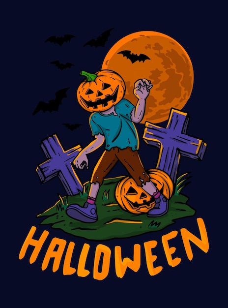 Ilustração em vetor de pôster de modelo de halloween premium