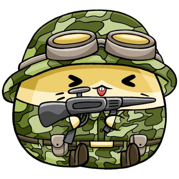 Ilustração em vetor de profissão de soldado hamster fofo