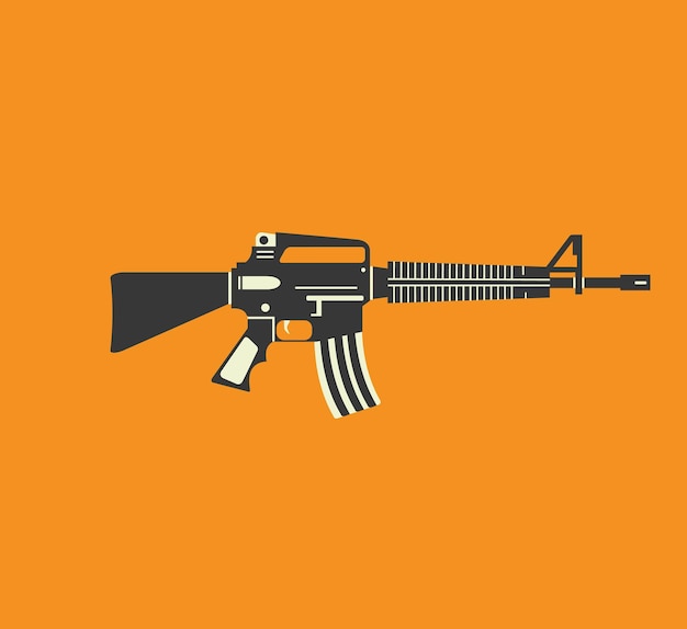 Ilustração em vetor de rifle de assalto M16 Rifle de assalto Ícone de rifle automático