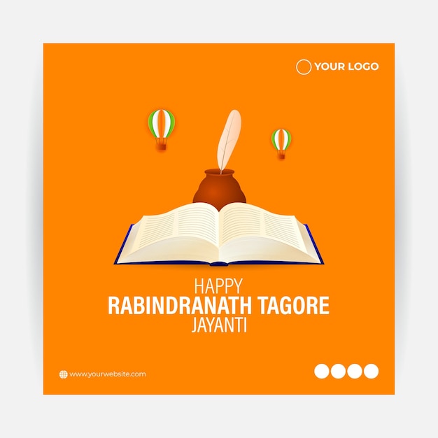 Ilustração em vetor de saudação de rabindranath tagore jayanti