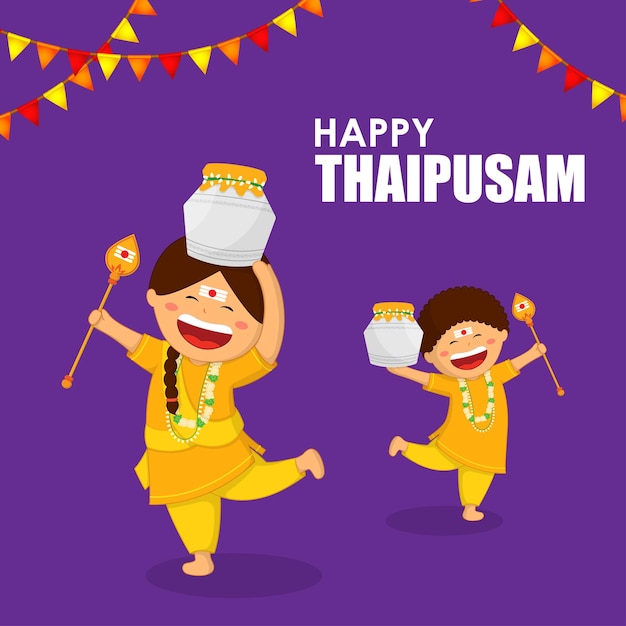 Ilustração em vetor de saudação feliz de thaipusam