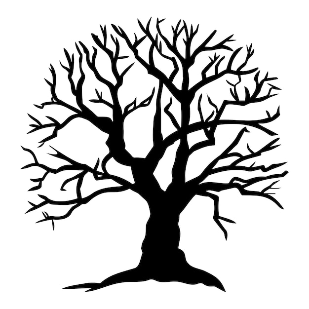 Ilustração em vetor de silhueta de árvore sem folhas