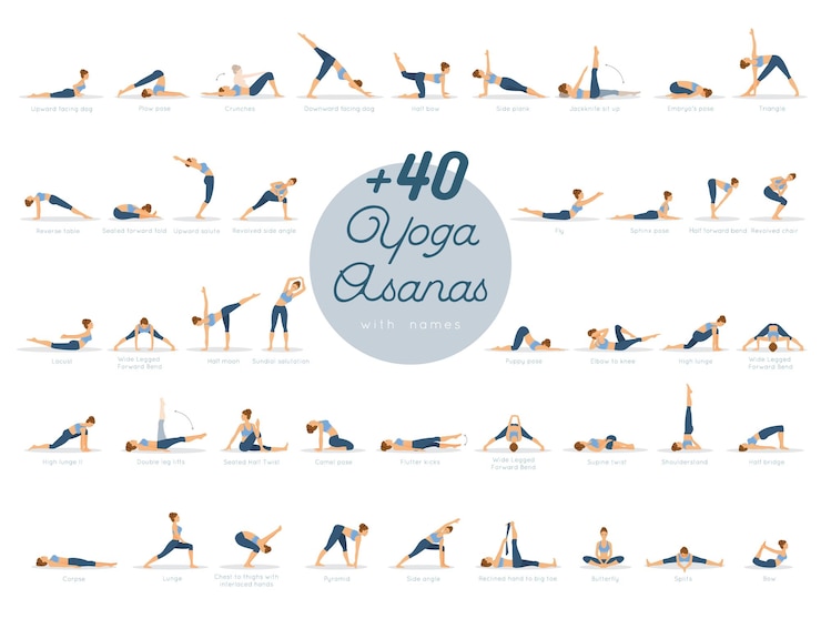 Vetor ilustração em vetor de silhueta de poses de ioga