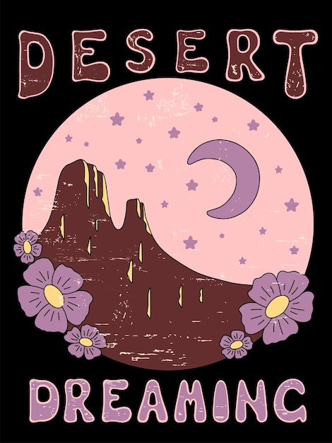 Vetor ilustração em vetor de sonho no deserto. vibrações do deserto do arizona. natureza ocidental em obras de arte vintage