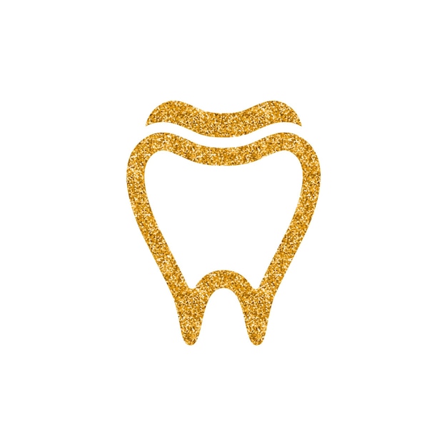 Ilustração em vetor de textura de glitter dourados de ícone de dente