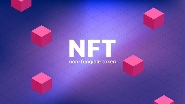 Ilustração em vetor de tokens ntf digitais. banner para site e notícias