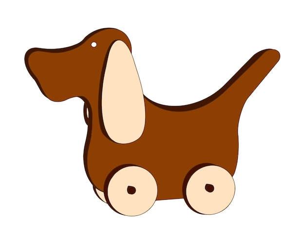 Ilustração em vetor de um cachorro de brinquedo de madeira, logotipo, ícone