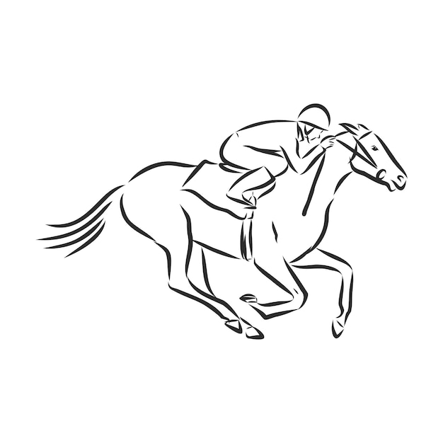 Vetor ilustração em vetor de um cavalo de corrida e jóquei