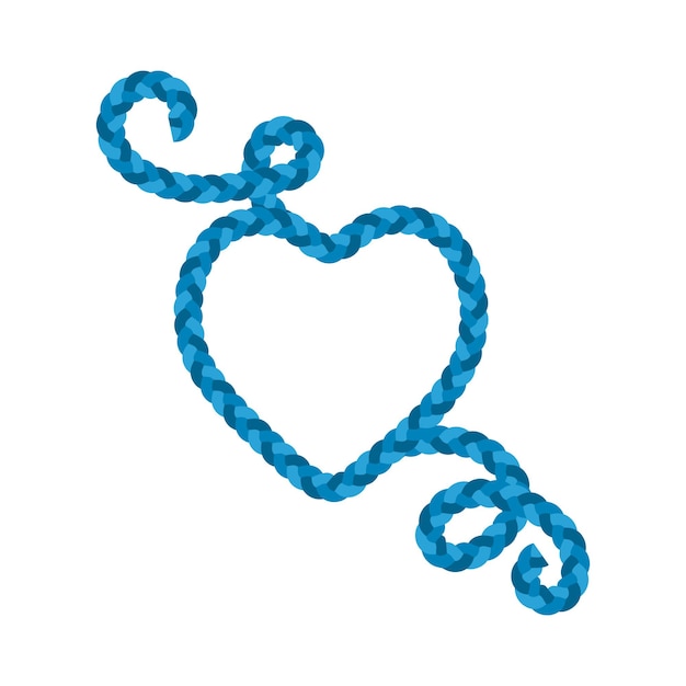 Vetor ilustração em vetor de um coração trançado azul realista sobre um fundo branco