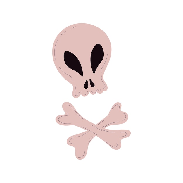 Ilustração em vetor de um crânio de desenho animado com ossos roger symbolpirate theme