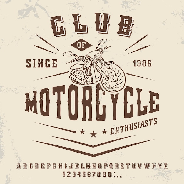 Ilustração em vetor de um design de impressão de estilo vintage com uma motocicleta em um fundo de papel surrado