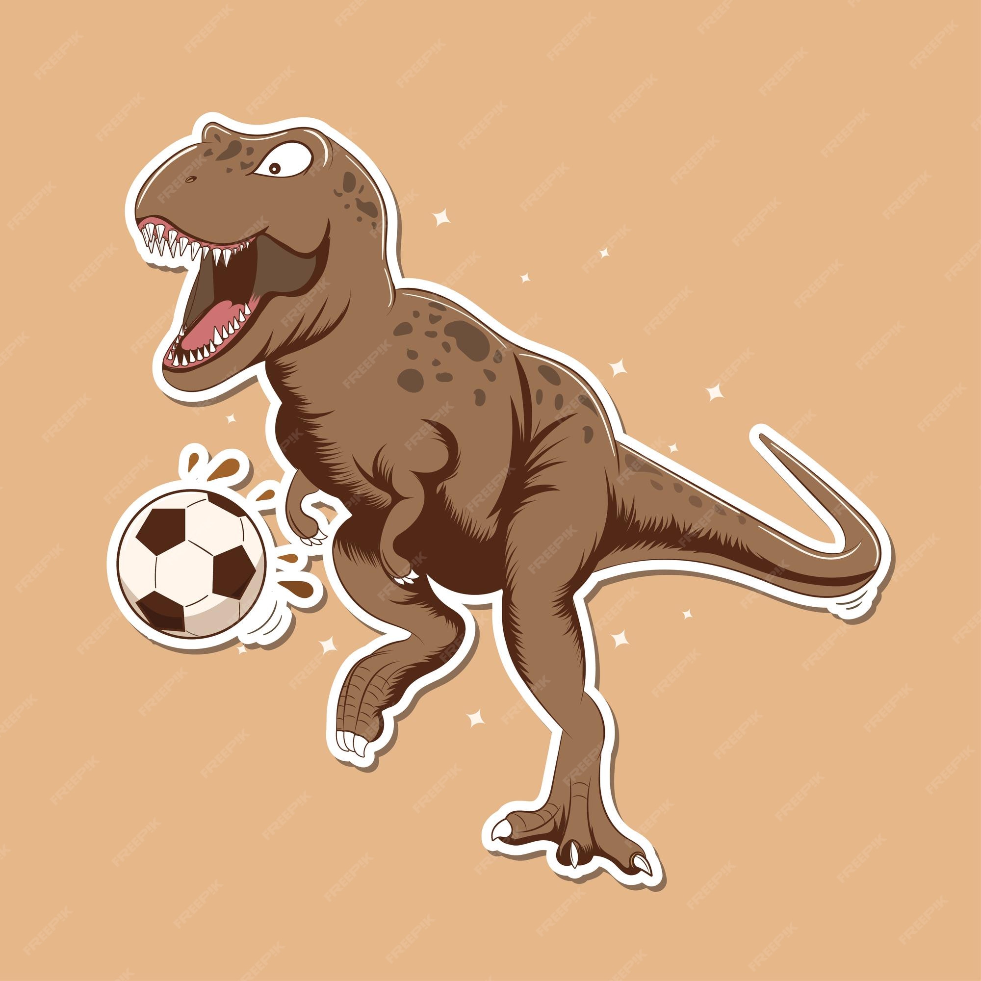 Quadro Dinossauro Jogador de Futebol - com Moldura