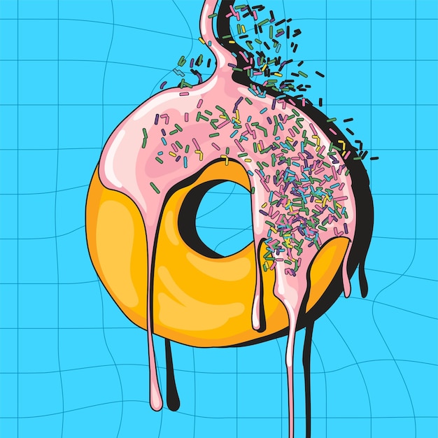 Ilustração em vetor de um donut. ilustração plana em estilo cartoon. ilustração para design de menu.