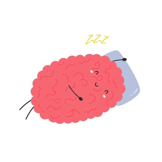 Ilustração em vetor de um engraçado relaxante cérebro dormindo