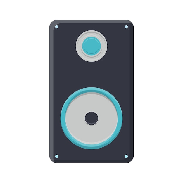 Ilustração em vetor de um ícone plano preto de um alto-falante de música digital alto e moderno simples